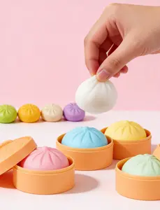 1pc  Simulated Food Stress Relief Toy: White  Mini Bread Squishy, Slow Rebound Stress Relief Gadget, Realistic Fake Bread Dough, Stretchable Sensory Desktop Toy, Anxiety Relief, Perfect for Office Relaxation