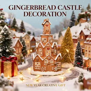 Gingerbread Castle - LED Atmosphere Decor, Suitable for Home/Parties, Birthday Gifts, Collector-Grade Display Decor, LED Lighting statue