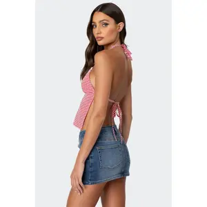 Charmaine Open Back Gingham Top