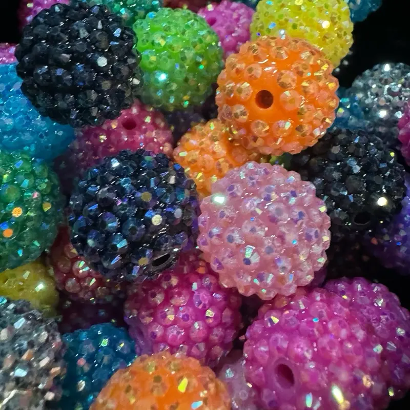 Mixed Acrylic Chunky Rhinestone 20MM Beads - 10 Pack Beads in Assorted Colors with Sparkle Finish
