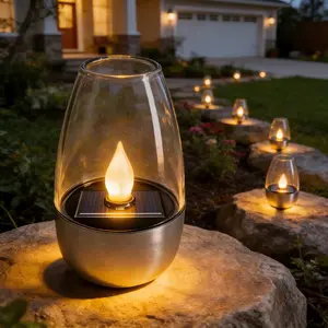 ISUNMEA 6Pack Solar Power Tea Lights Outdoor Flameless Flicker IP65 Waterproof Table Lamp LED Candles with Dusk to Dawn Sensor for Lantern Garden Camping Party Home Decorations Warm Color