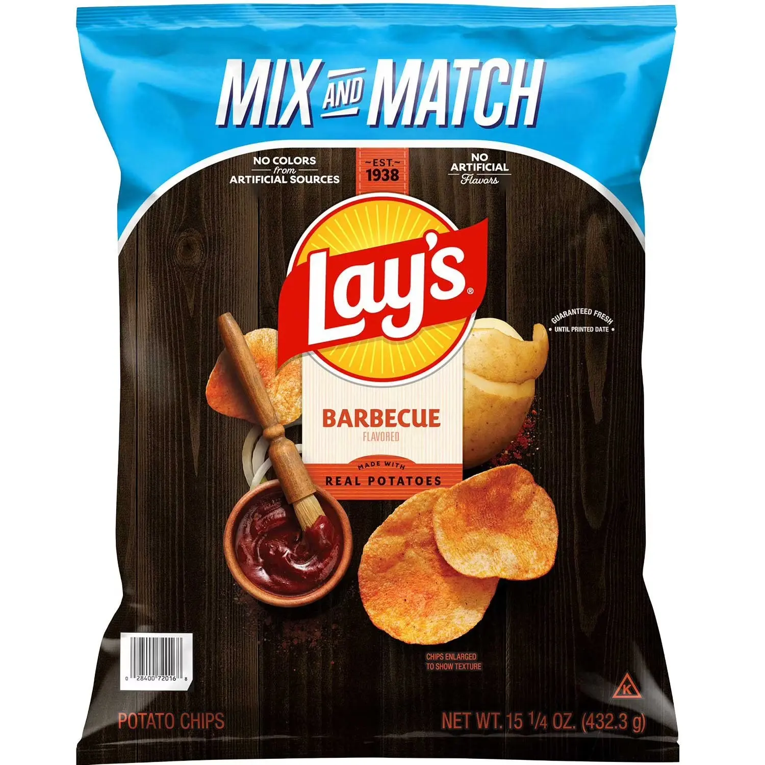 Lay's Fried Barbecue-Flavored Potato Chips, Savory Crispy Flavored Snacks, 15.25 oz