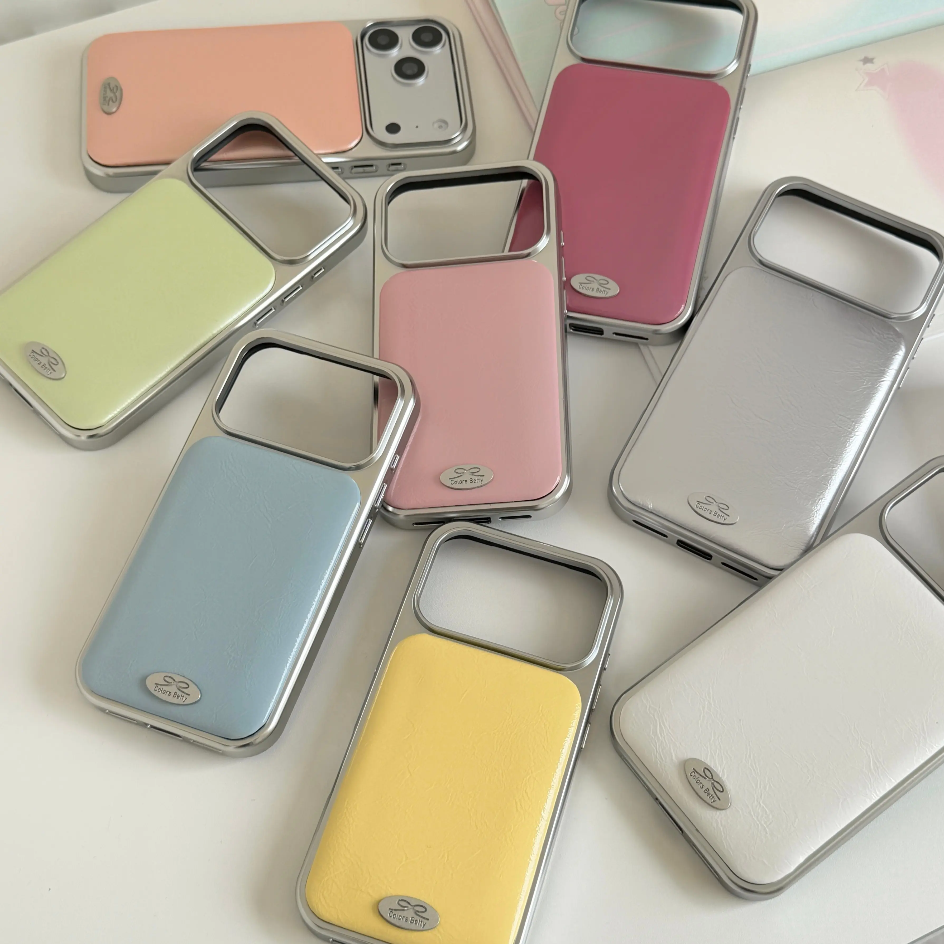 Dopamine Sponge Phone Case with 8-Color Design, Shiny Metallic Silver Edge, Ins Aesthetic, Creative Fashion, Shockproof Protection for iPhone 13,14,15,16,17 Pro Max Series