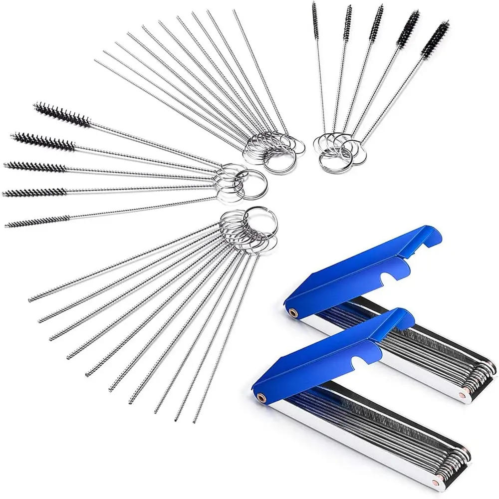 Set of 4 Carburetor Carbon Dirt Jet Remove Cleaner 26 Cleaning Wires Set + 20 Cleaning Tools + 10 Nylon Brushes Tool Kit For Motorcycle,ATV,Moped,Welder,Carb,Chainsaw,Spray Guns,Torch Tips