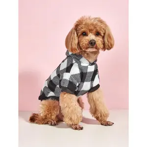 Black & White Plaid Fashionable Pet Hoodie