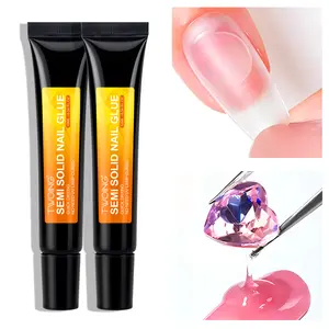 TWOING 2pcs Semi Solid Nail Glue – 10s Fast Dry, Upgraded No-Light Formula, Super Strong & Long-Lasting Adhesive for Press On Nails, Nail Tips, Rhinestones & Fake Nails