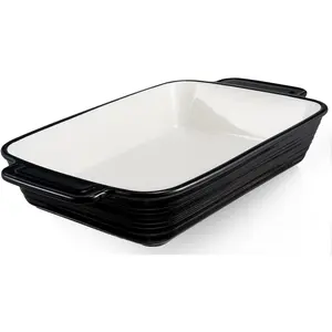 Casserole Dish for Oven, 9x13 Ceramic Baking Dish, 115oz Large Lasagna Pan, Durable Deep Baking Pan with Handles, Oven Safe,  & Kitchen Decor Gifts, Black