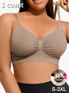 Women's Wireless Bra, Everyday Bra, Comfort Bralettes No Underwire Unlined Cami Bra, Seamless Breathable Design, Tshirt Bras Basic Fit Christmas Supportive Bra