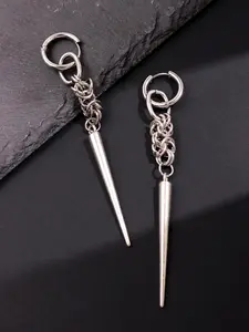 Punk Gothic Hip Hop Fashion Trendy Unique Niche Pointed Long Dangle Earrings for Men Women Daily Wear Party Jewelry Handmade Link Chain Tapered Earring