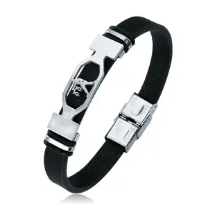 Men's Stylish Stainless Steel Leather Bracelet - 12 Zodiac Signs (Aries, Taurus, Cancer, Capricornus Included) - Ideal for Daily Wear