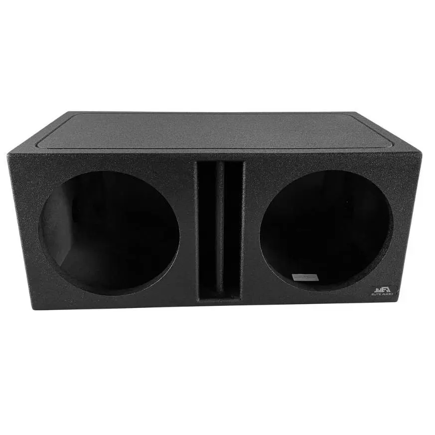 Elite Audio EBOX-BLVD12CP Center-Split Vented Dual 12” Subwoofer Enclosure - Polyurethane Bed Liner Finish, 3/4” MDF with 1” Front Baffle, Pro-Tuned Ports, High-Current Terminals for Deep Bass & Superior Sound Quality