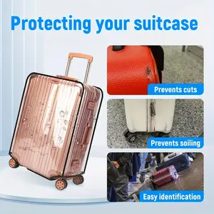 Transparent PVC Luggage Protector, Scratch-Resistant Dustproof, Durable Travel Accessory, Fits 20, 24, 28 Inch Suitcases, Reinforced Edges
