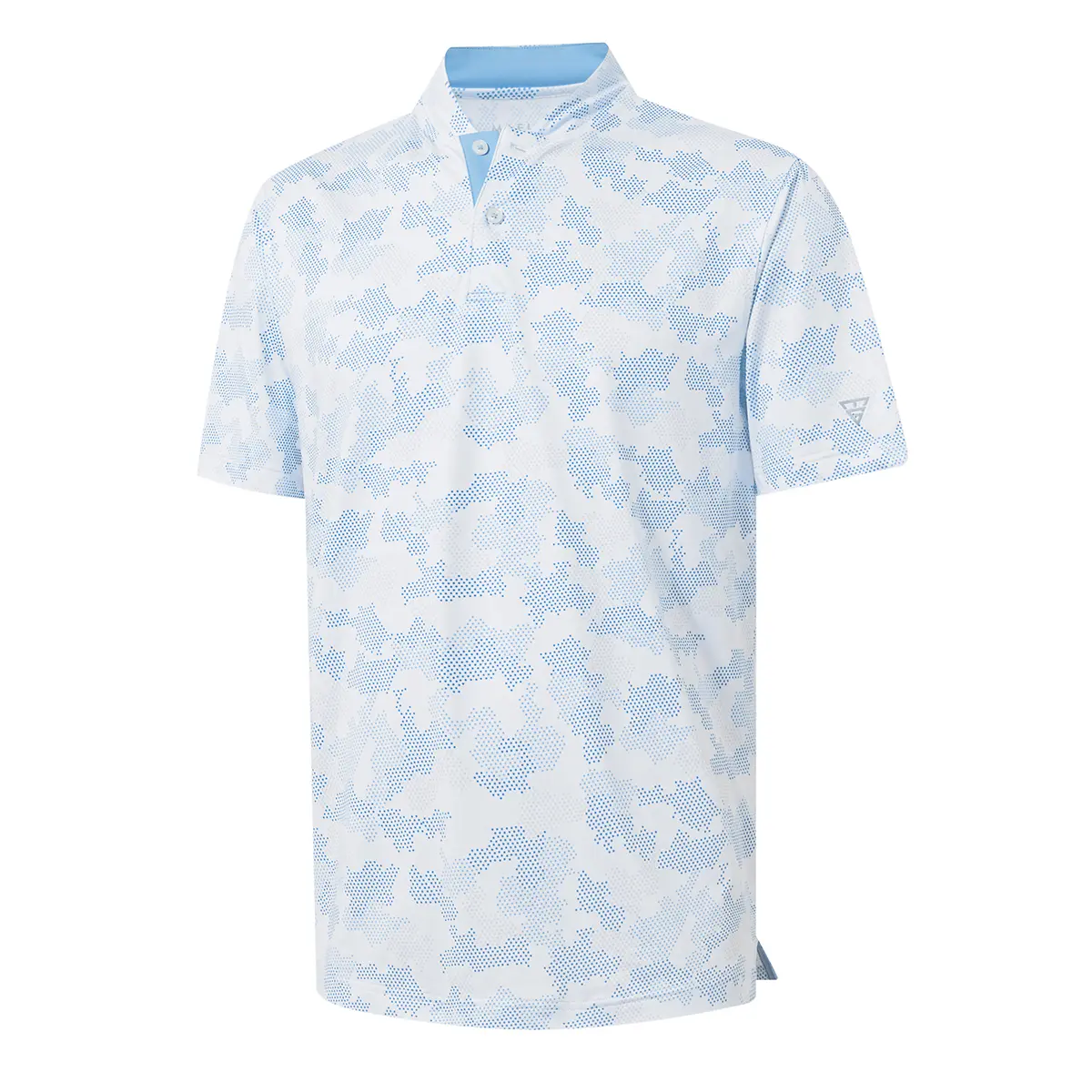 MAELREG Golf Shirts for Men Collarless Performance Dry Fit Stretch Henley Casual Printed Mens Polo Shirts Short Sleeve