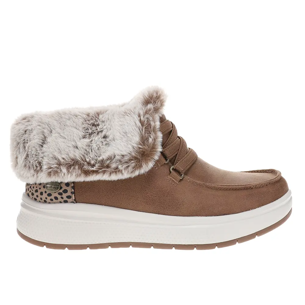 BOBS from Skechers Womens Slip-Ins Bobs Skip Cute Wave Fur Fancies Slip On Sneakers Shoes Casual - Brown