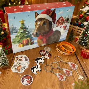Christmas Horse Advent Calendar - 24 Days of Equestrian-themed Surprises with Keychains, Wristbands, Buttons, and More, Perfect Holiday Countdown Gift for Horse Enthusiasts & a Wonderful Christmas Present for Horse-Loving Family and Friends