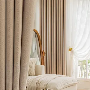 Thickened Blackout Imitation Cotton Linen Curtains, Modern Luxury Bedroom Drapes, Multiple Colors Available, Iron Ring Processing