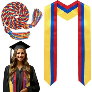 Country Flag Graduation Stole Sash Honor Cords Class of 2026 First Generation Grad Stole for International Students