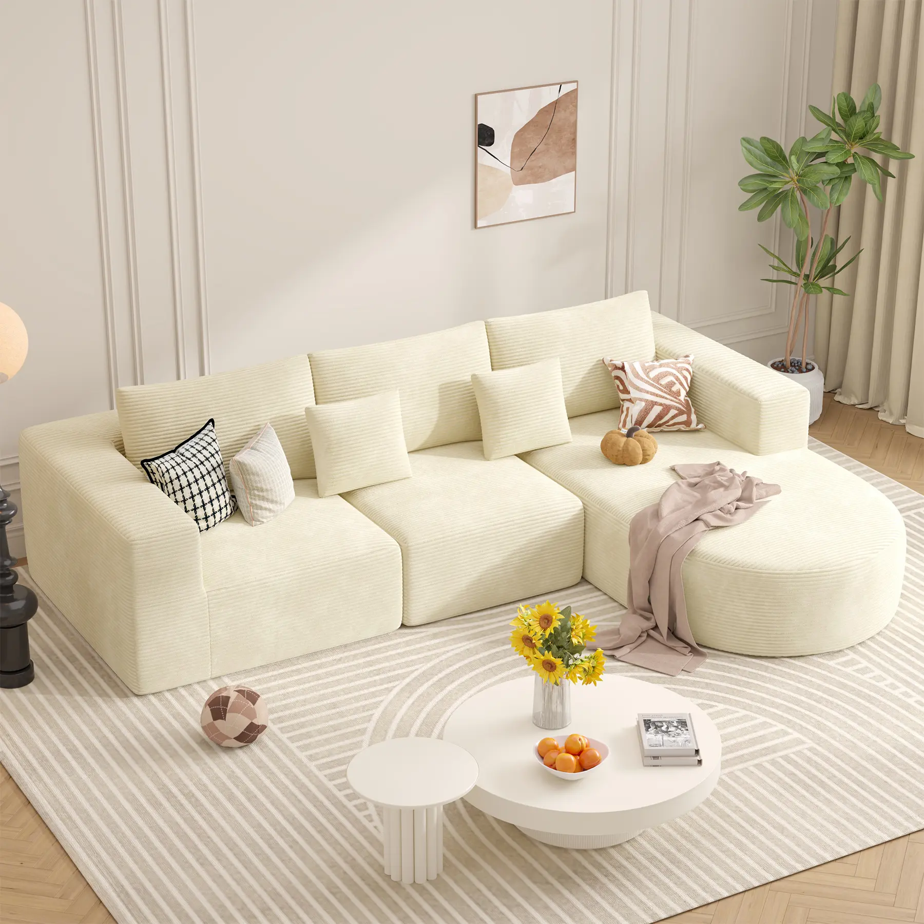 Beige - Right-side recliner 