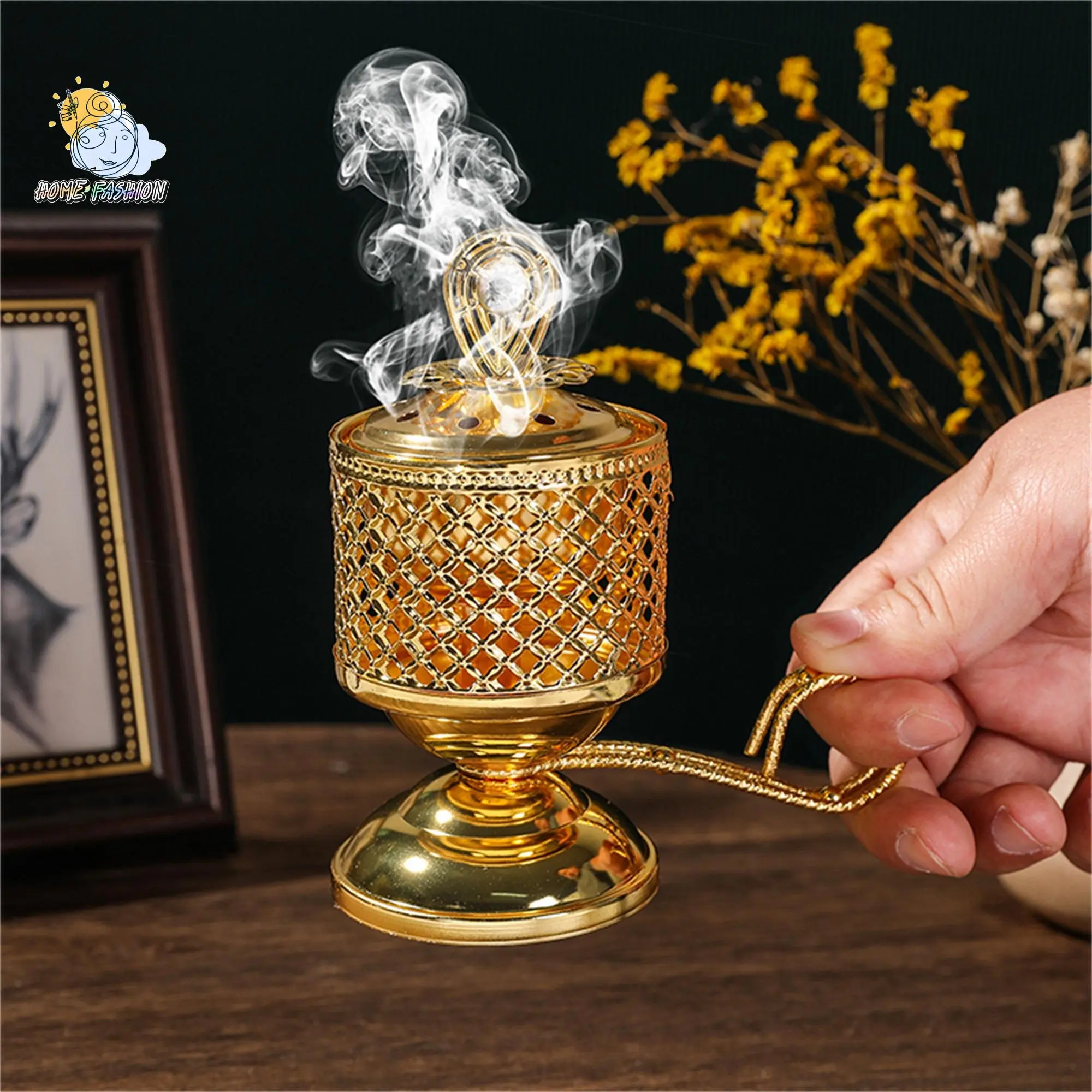 Hollow Out Metal Charcoal Incense Stand - 14*6.5cm Creative Metal Cone Burner, Middle Eastern Arabic Bakhoor Burner for Aromatherapy, Home Decor Home Supplies, Fragrance