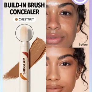 SHEGLAM Perfect Skin High Coverage Concealer - Caramel 20 Shades Liquid Concealer Brush Moisturizing Weightless All-Day Hydrate Makeup - Blemish, Balm