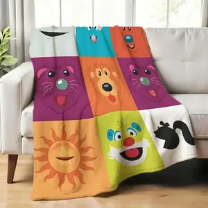 Soft Blanket Bear in the Big Blue House – Durable and Spacious Quilts | Fashionable Sports Print Flannel Sofa Bed Blanket | Kids & Adults Cozy Wear | Holiday Gift Ideas | Best Blanket for Winter