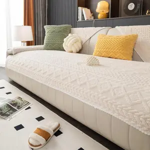 Solid Color Non-slip Sofa Cover Soft Washable Sofa Slipcover Furniture Protector for Living Room Home Decor