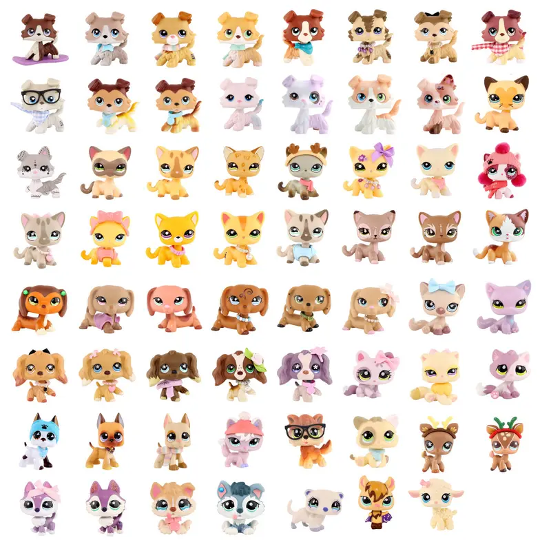 Mini Pet Shop Bobble Head Figures Collectable Toy Set with Shorthair Cat, Collie, Great Dane, Husky, Cocker Spaniel Pet Animals – Fun Kids Birthday Christmas Gift for Ages 12+ Unisex