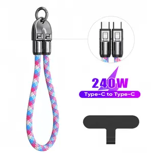 240W fast charging cable with two Type-C connectors, dual-purpose as a charging cable and lanyard, durable and break-resistant design, supports 5A & high-speed data transfer, USB C Cables