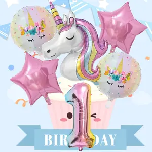 Unicorn Number Star Foil Balloons, Multi-Shape Mixed Colors, Perfect for Weddings, Anniversaries, Festivals, Parties, Events