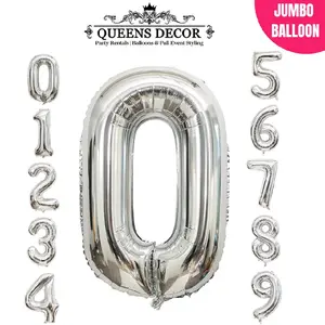 32in Jumbo Number Balloon Silver Foil for Party Balloons & Balloon Styling