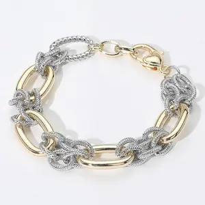 14K Gold Plated Two Tone Chain Bracelet