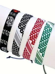 Boho Style Ethnic Arab Inspired Handwoven Wristband, Adjustable Braided Jewelry for Party, Daily Clothing Decor, All-match Jewelry for Birthday Gift, Stackable Bracelets, Trendy Fashionable Accessories
