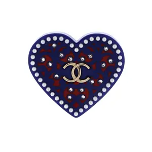 Pre-owned Chanel CC Heart Brooch Resin with Faux Pearls and Rhinestones by Rebag