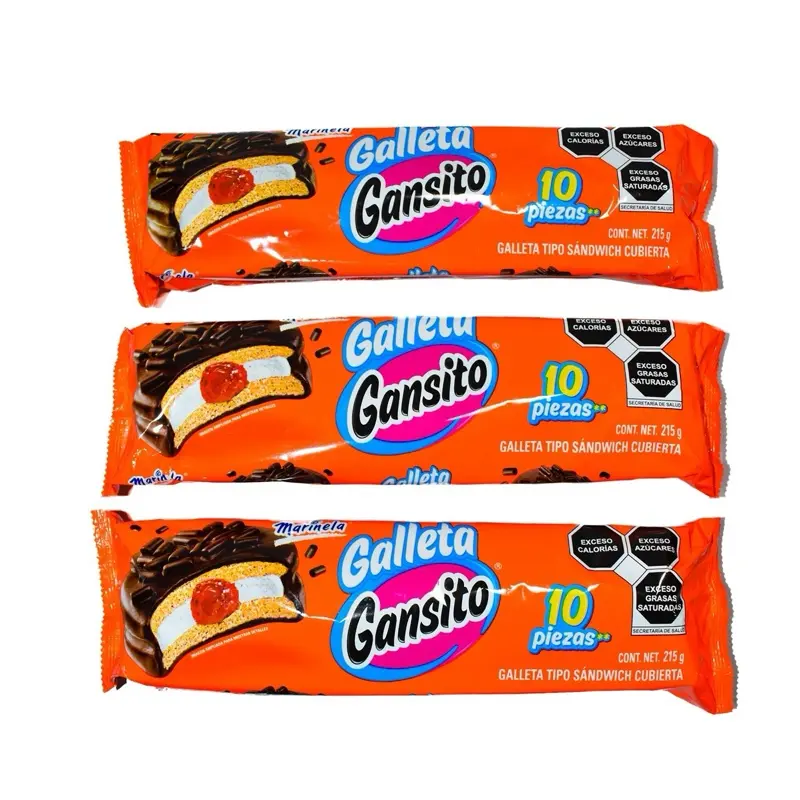 Gansito Cookies Pack of 3 - 10 Pieces - Snack Biscuit - Orange Packaging
