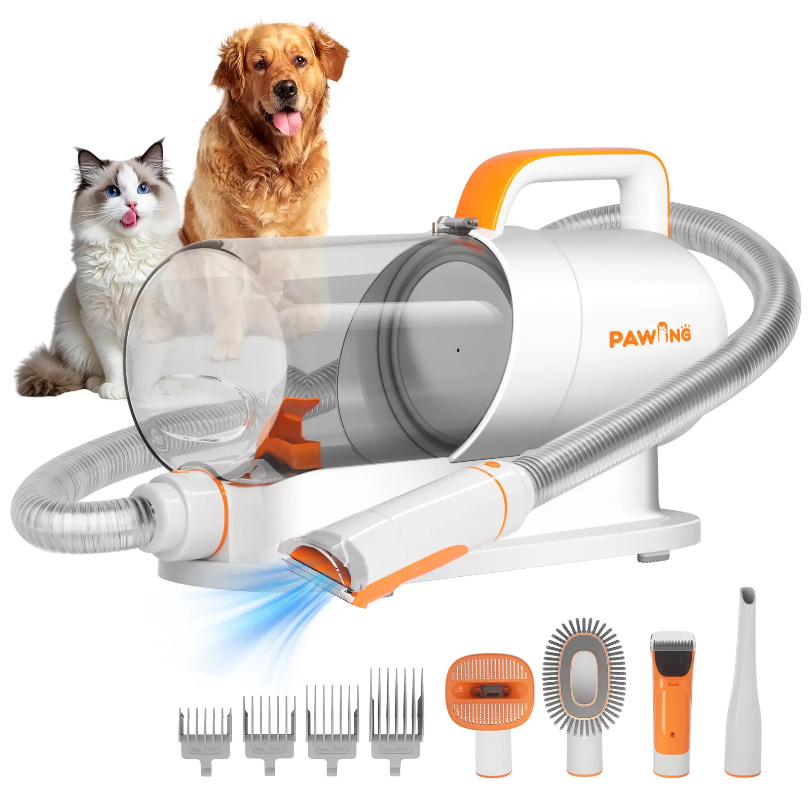 PAWING Grooming Vacuum, Dog Vacuum Brush for Shedding Grooming, Dog Hair Vacuum Groomer, 5-in-1 Pet Grooming Kit for Cat Dog, Pet Products
