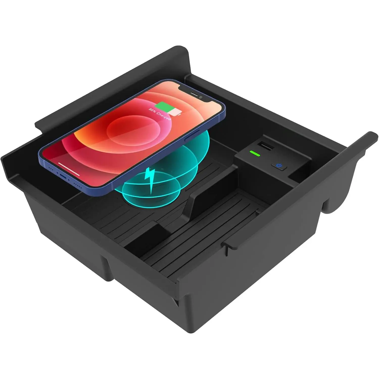 CarQiWireless 2024 Upgraded Wireless Charging Tray - Customized Design Center Console Organizer for Toyota 4Runner 5th Gen SR5 TRD Off-Road 2010-2024, Organized Truck Accessories, Center Console Organizer Tray