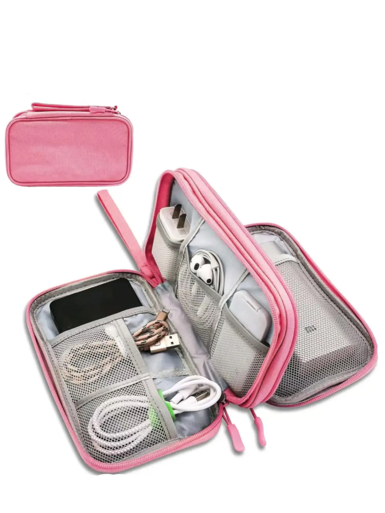 Holiday Haul Portable Multi-grids Storage Bag, 1 Set Waterproof Travel Cable Storage Bag, Compact Cable Organizer for Home Office Travel, Travel Essentials, Travel Necessities, Versatile Travel Accessory, Zipper Pouch