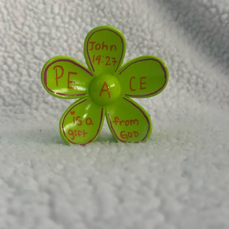 Lime green piece is a gift from God John 14:27
