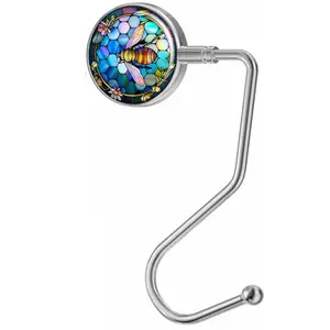Bee Pattern Purse Hook, Metal Coating Purse Table Hook, Handbag Storage Decor Table Hook for Women