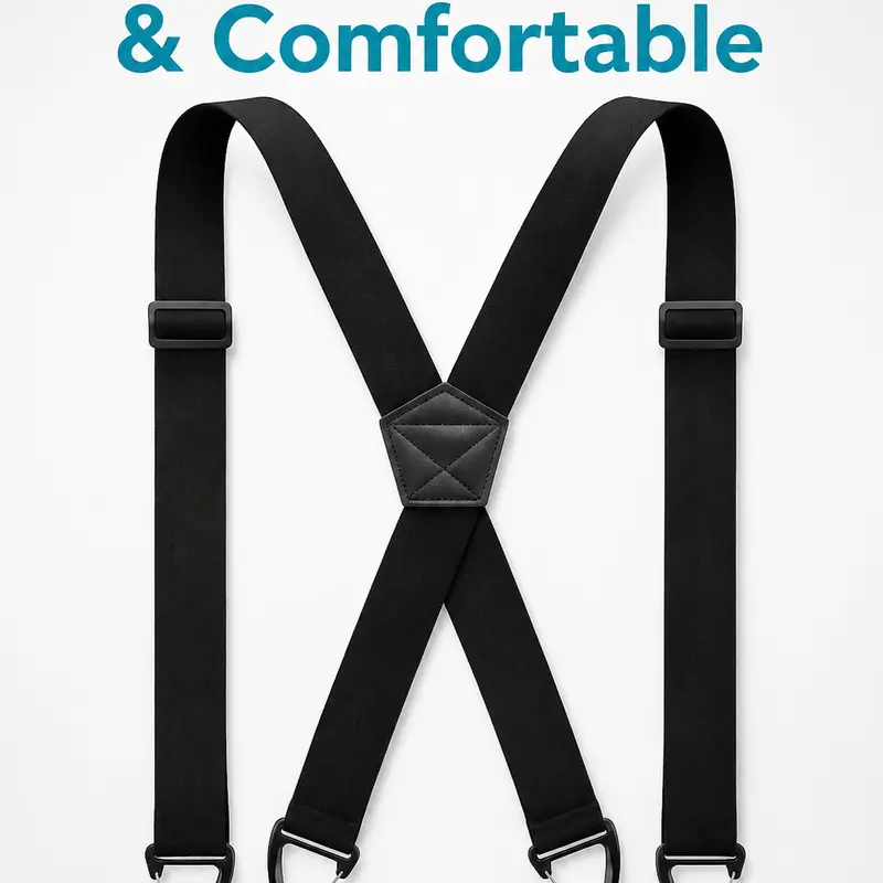 1.5" Heavy Duty Hidden X-Back Design Suspenders for Men - Under-Clothing Adjustable, Rubber Band, Metal Clips, Daily Wear, Summer Use, Ideal for Gifting Adjustment Stylish
