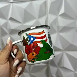 Mug Coffee Design I Love You PR with Patriotic Flag and Tropical Bird Illustration PR Mug