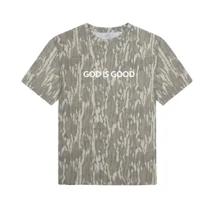 God Is Good Mossy Oak Bottomland Camo Shirt, Christian Faith Graphic Tee, Vintage Outdoor Worship T-Shirt, Soft Stretch Cotton Unisex S-5XL