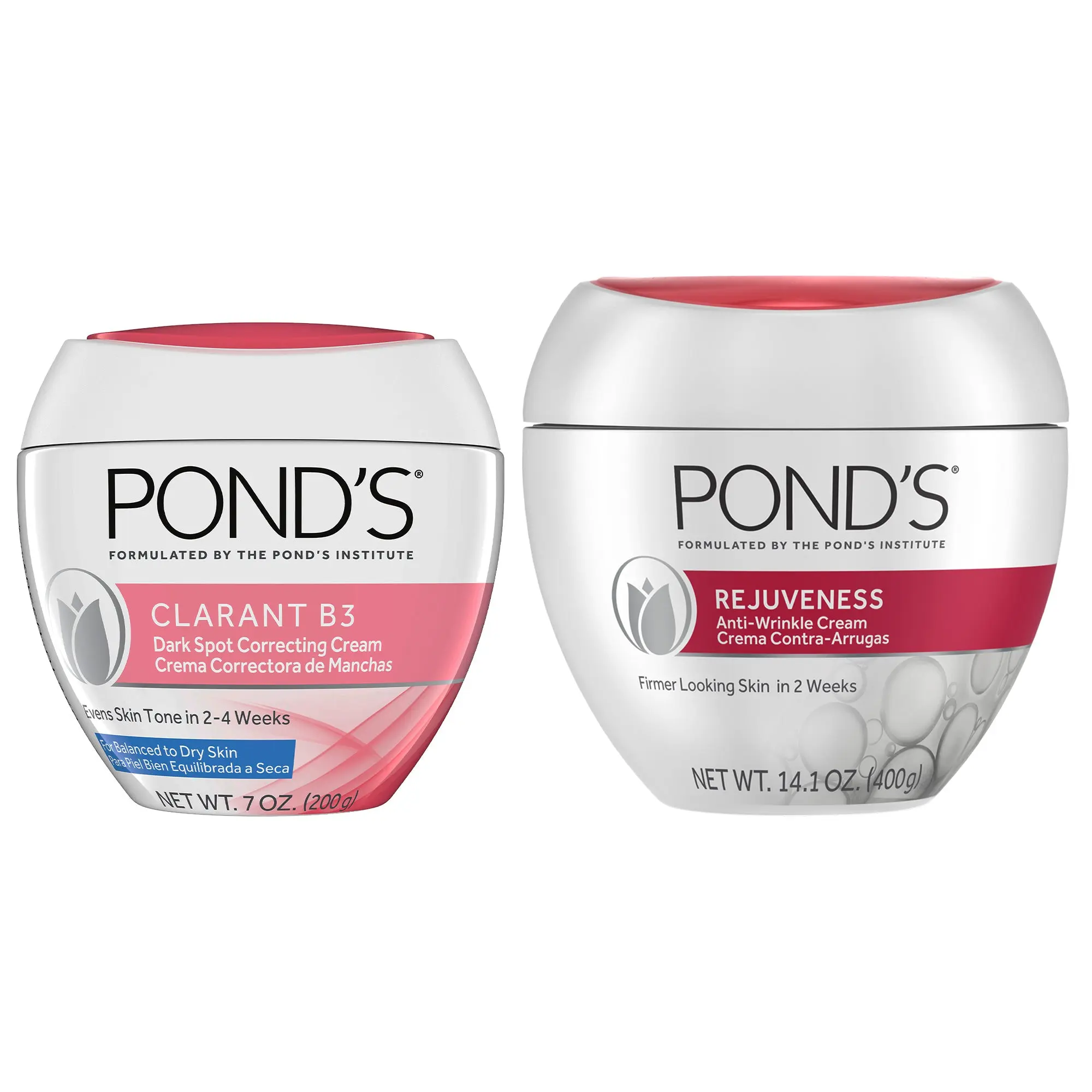 POND'S Face Moisturizer Set — Rejuveness Anti-Wrinkle Cream (14.1 Oz) + Clarant B3, Dark Spot Correcting Face Cream (7 Oz)