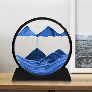 3D liquid sand art desktop ornament Figurine with round creative design and flowing visual art enhances office desks, study rooms, and home spaces, perfect for gifting, Decorative Figurines