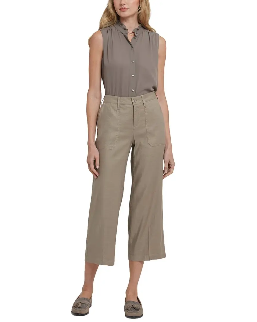 NYDJ Cargo Saddlewood Linen-Blend Crop Jean