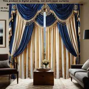 Classic Luxury European Simulation Printed Home Decoration, Tassel Decor Curtain, Pole Pocket Style, Semi Sunshade Polyester Fiber, Easy Clean, Suitable for Living Room Bedroom Balcony Kitchen Study Shower