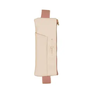 Vegan Leather Pen Pouch - Cream + Taupe