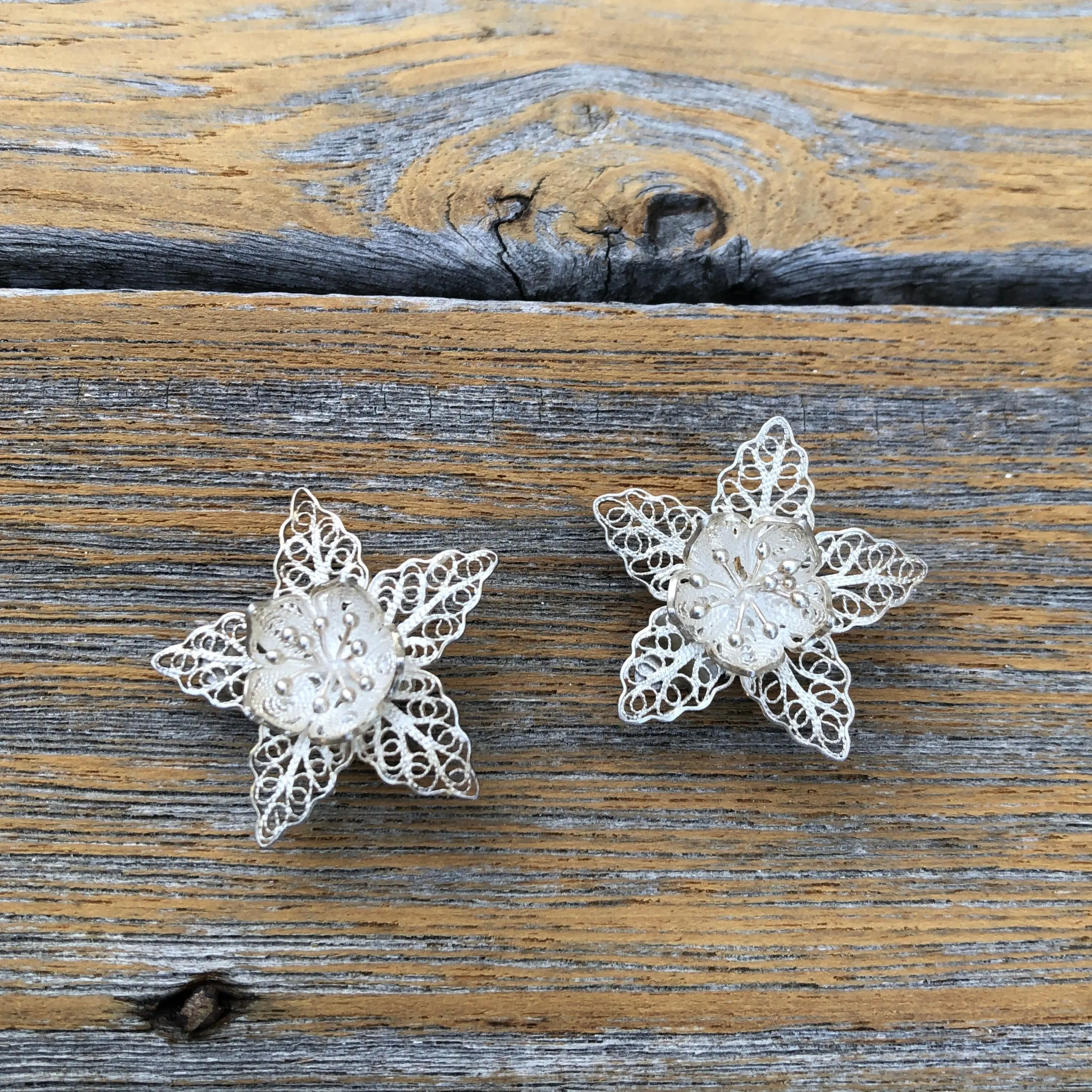 Sterling Silver Orchid Clip Earrings