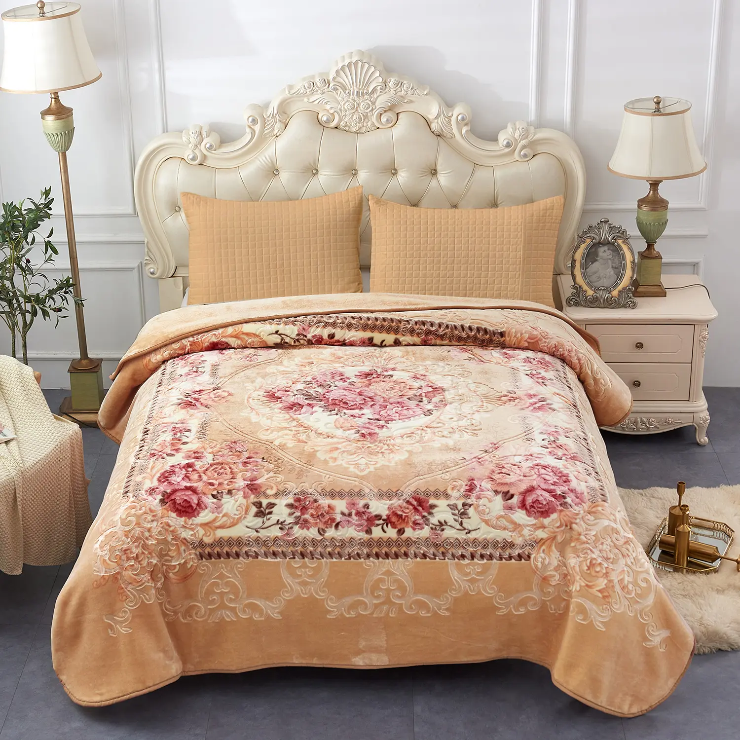 Soft Cozy Fleece Weighted Blanket - 8 lbs King Size, 1-Ply Tightly Woven 100% Polyester, Allover Embossed Print, Printed Pattern, Breathable, Durable, Hand Wash Only, Ideal for Autumn-Winter Bedding