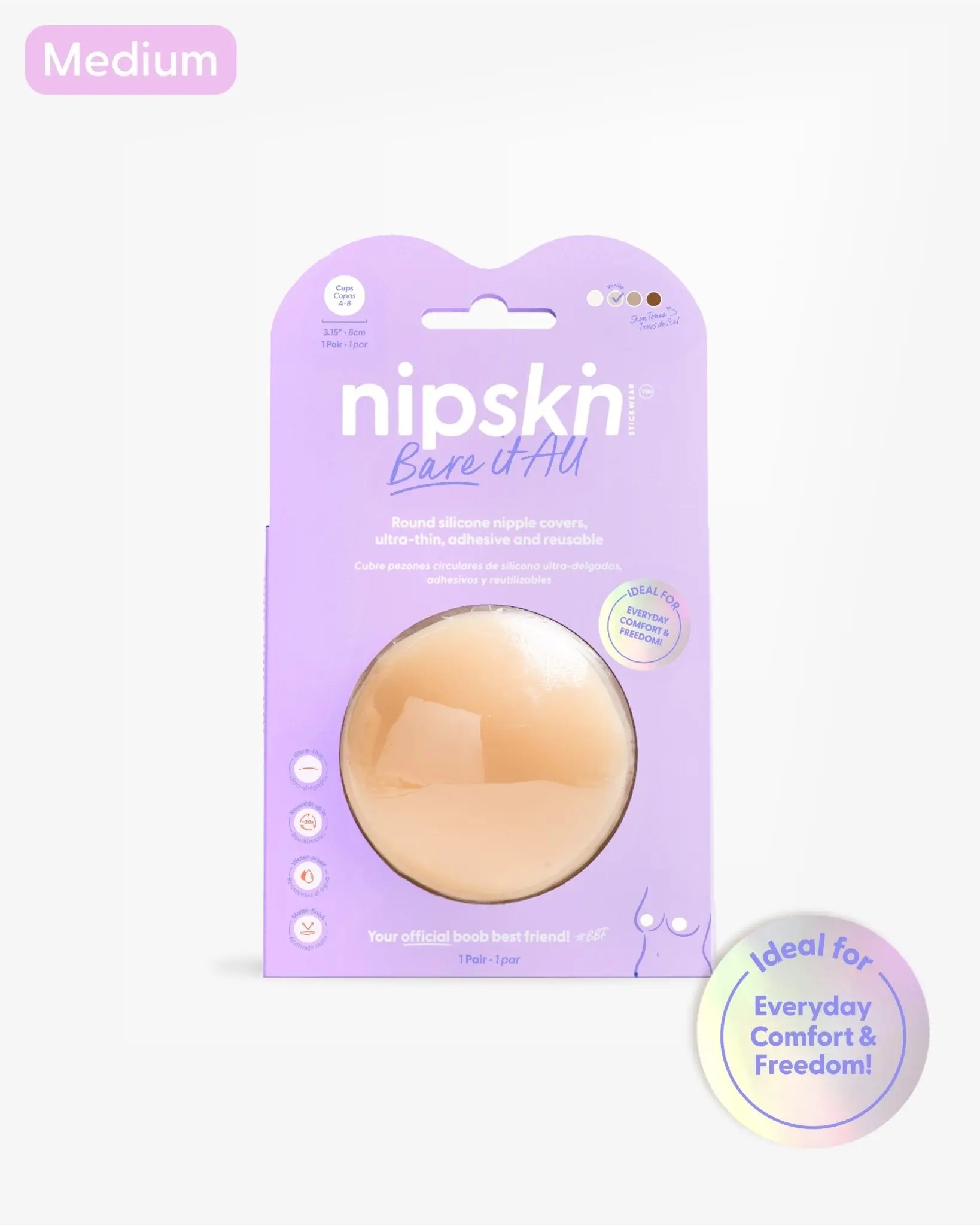 Nipskin Bare it All Nipskin Ultra-thin Adhesive Reusable Round Invisible Under Clothes Basic Minimalist Womenswear Chocolate